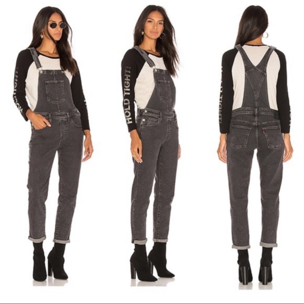 Levi’s Faded Black Jean Overalls Sz L